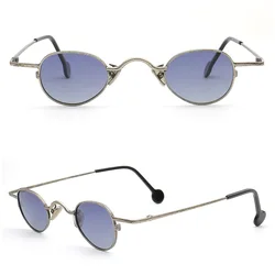 Retro Men Round Polarized Sunglasses Women Oval UV400 Sun Glasses Nerd Fashionable Light Brown Blue Metal Modern Driving Eyewear