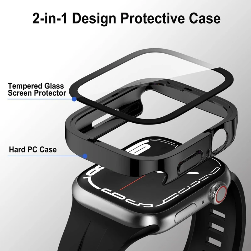 Custodia impermeabile per Apple Watch 7 8 45mm 41mm 49mm 44mm 40mm custodia protettiva per schermo con bordo dritto iWatch 4 5 SE 6 7 8 Ultra