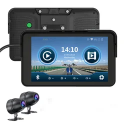 Auto Navegação GPS e Motocicleta Video Recorder, Carplay com duas câmeras HD, Android, 7 