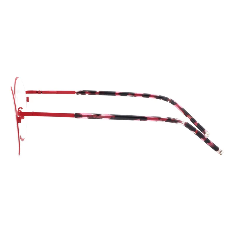 Pink Round Women Eyeglasses Frames for Women Optical Glasses Frames Metal Full Rim Rx Eyewear Red Tortoise Light Stainless Steel