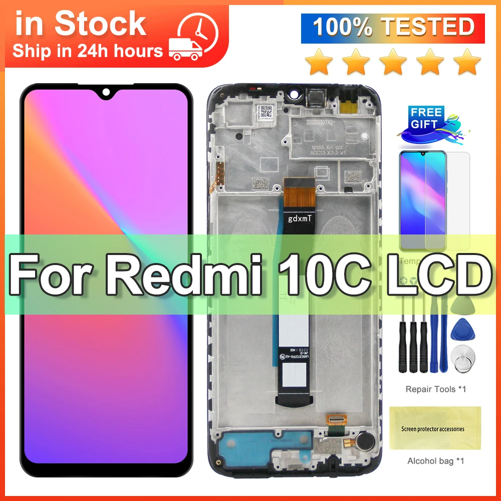 6.71\'\'For Xiaomi Redmi 10c LCD Display Touch Screen Digitizer Assembly With Frame For Redmi 10c Display Replacement Repair Parts