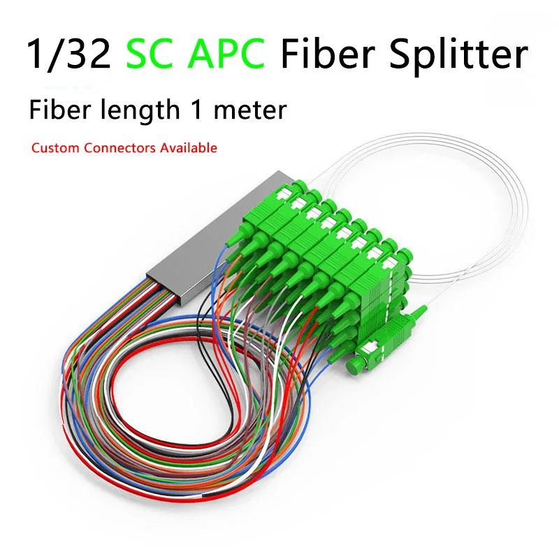 5/10pcs/lot Fiber Optic PLC Splitter 1x2 1x4 1x8 1x16 1x32 SC/APC SM Single Mode 0.9mm G657A1 FTTH PLC Splitter APC Connector SC