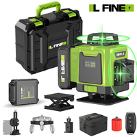 LFINE 16 Lines Professional Laser Level With Tripod Suitcase Green Laser Automatic 360°Self-Leveling Laser Tool  2400mAh Battery