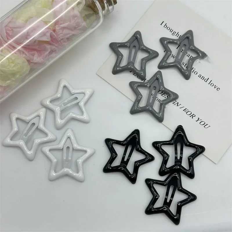 2/20PCS Star BB Black Spinka do włosów dla dziewczynek Y2K Cute Star Barrettes Women Personality Metal Snap Clip Nakrycie głowy Akcesoria do włosów — zdjęcie 2