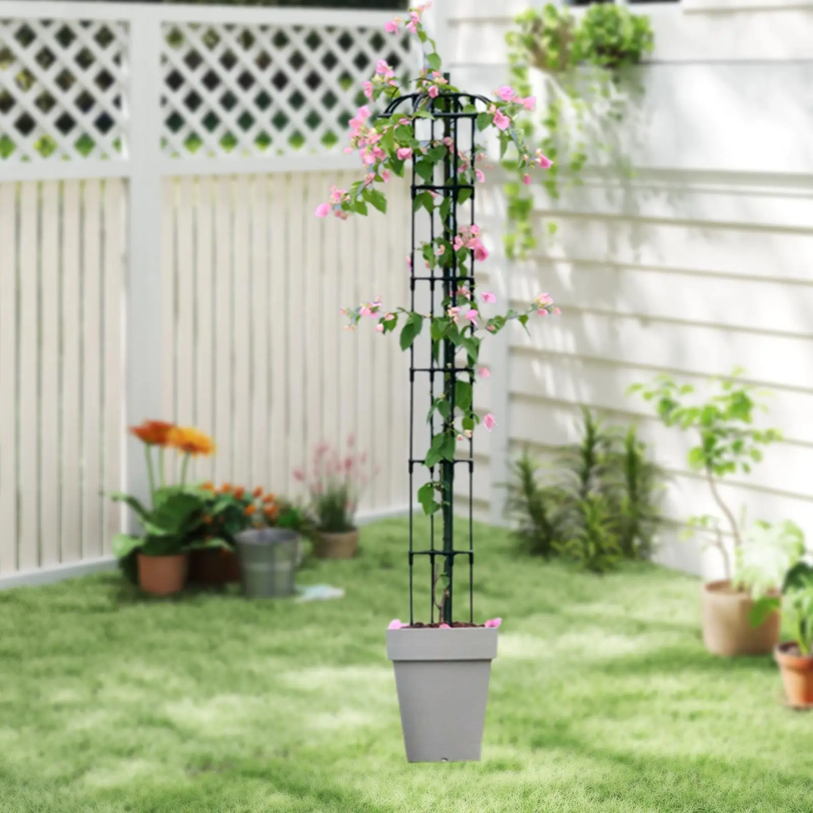Garten-Obelisk-Spiegel, rostbeständig, für Topfpflanzen, für Zuhause, Hof, dekorativer Blumenständer, Garten-Klettergerüst für Blumen