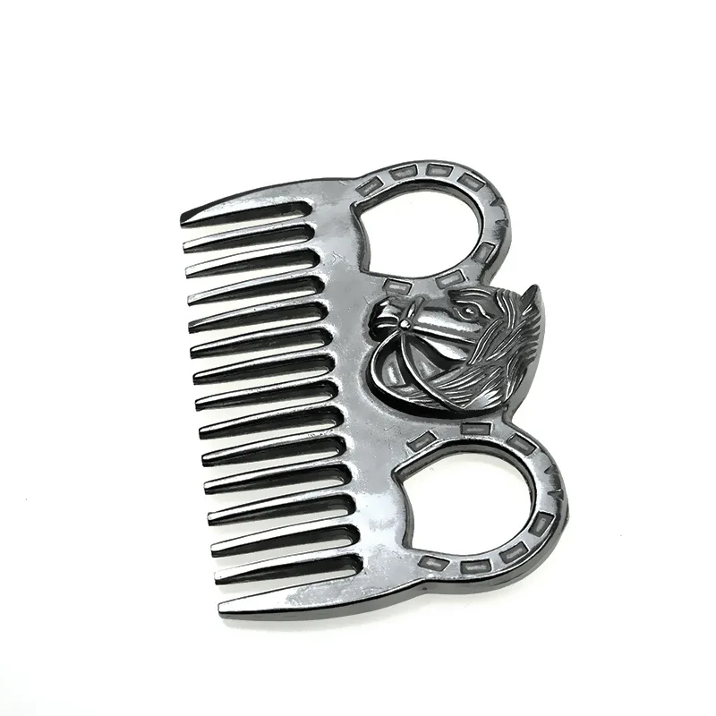 مشط رأس الحصان من الألومنيوم، فرشاة معدنية للعناية بالحيوانات الأليفة مع لمسة نهائية مصقولة، أداة لفك تشابك ذيل الفروسية المتينة للخيول #5