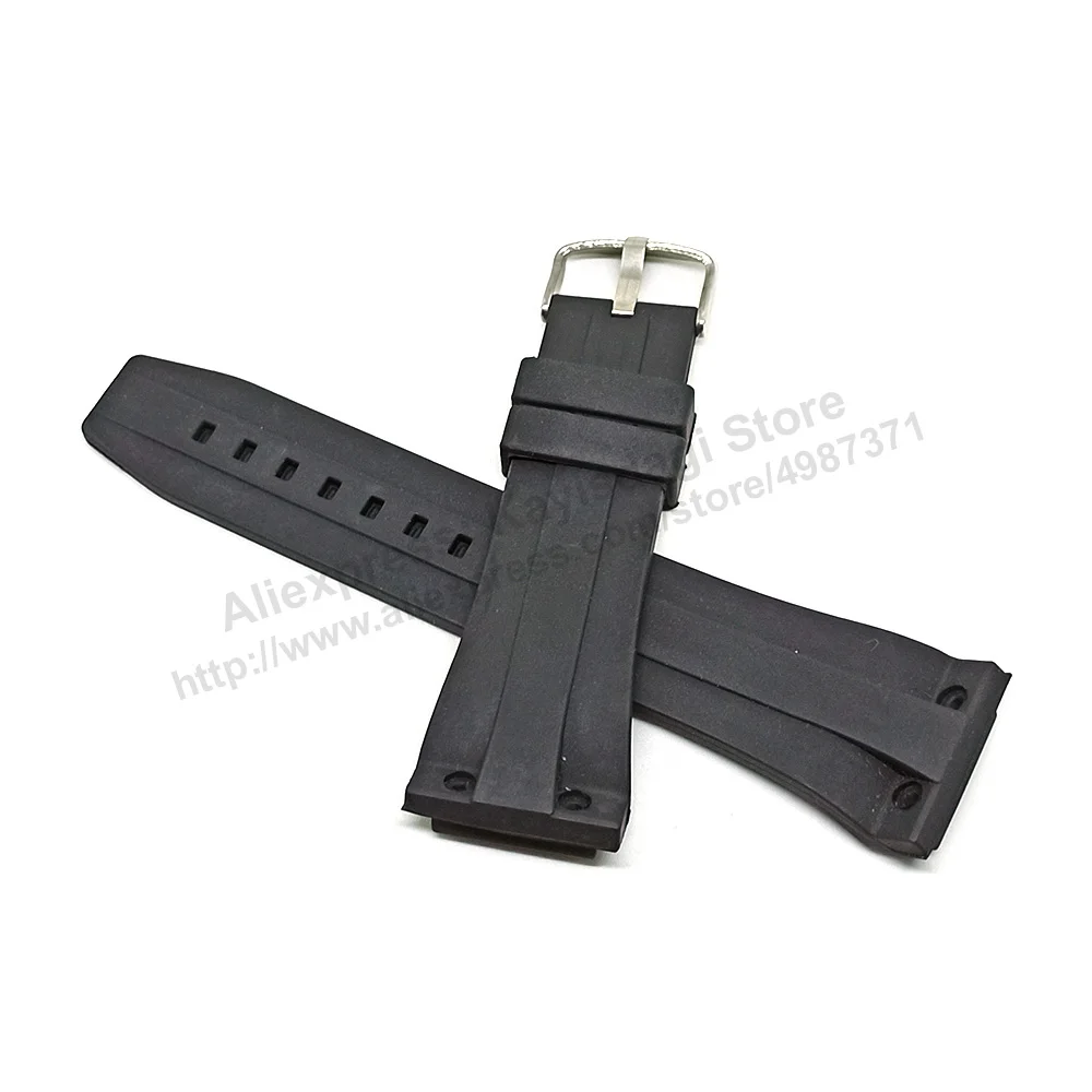 25mm Black Rubber Silicone Watch Band Strap compatible for Concord