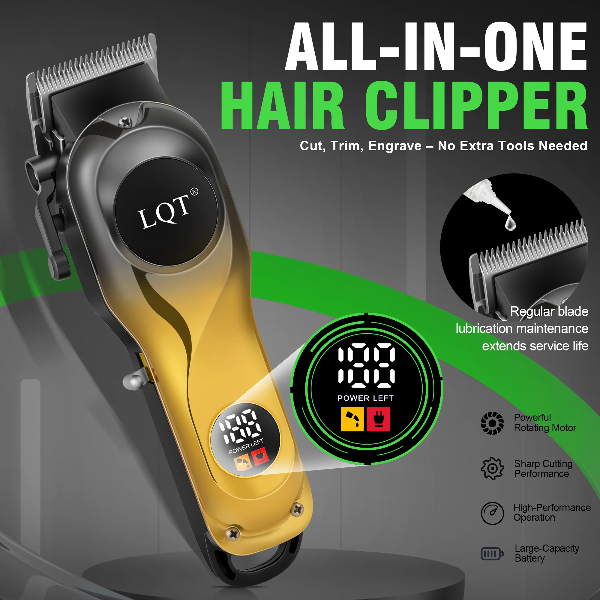 LQT Haarschneidemaschine Kabelloser Trimmer Elektrischer Haarschneider Wiederaufladbarer Haarschnitt Professioneller Trimmer für Männer – Detail 10