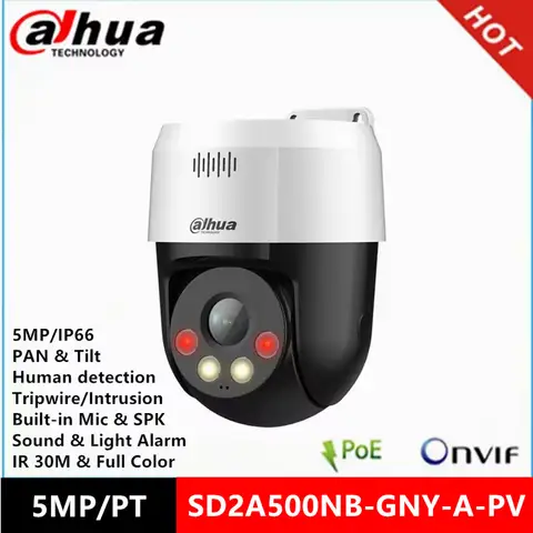 Dahua SD2A500NB-GNY-A-PV 5MP POE IR30M & 24 Hours Full-color built-in MIC & speaker support Lens Pan and Tilt IP Camera