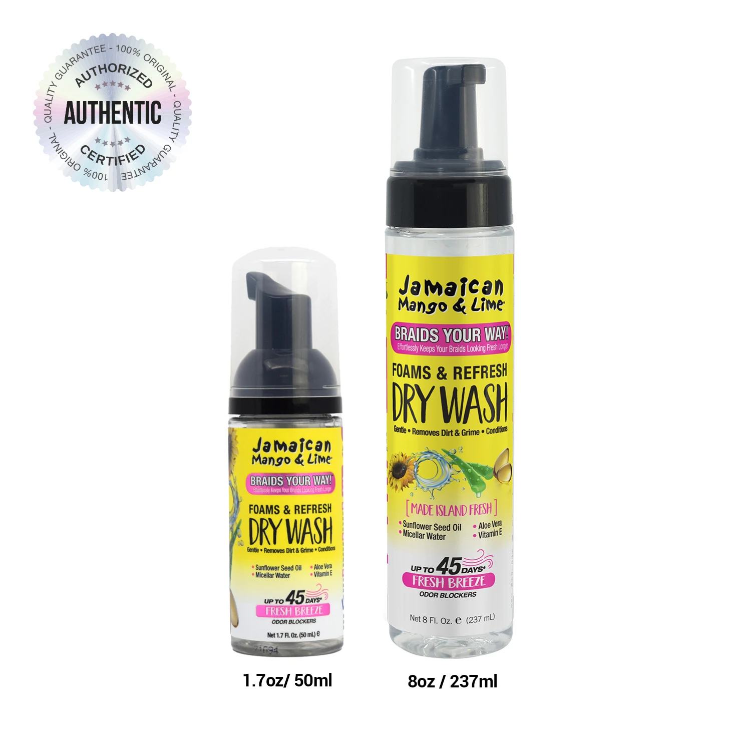 Jamaican Mango & Lime Foams & Refresh Dry Wash - Quick Clean, No Water Needed, Refreshes Hair, Lightweight Formula