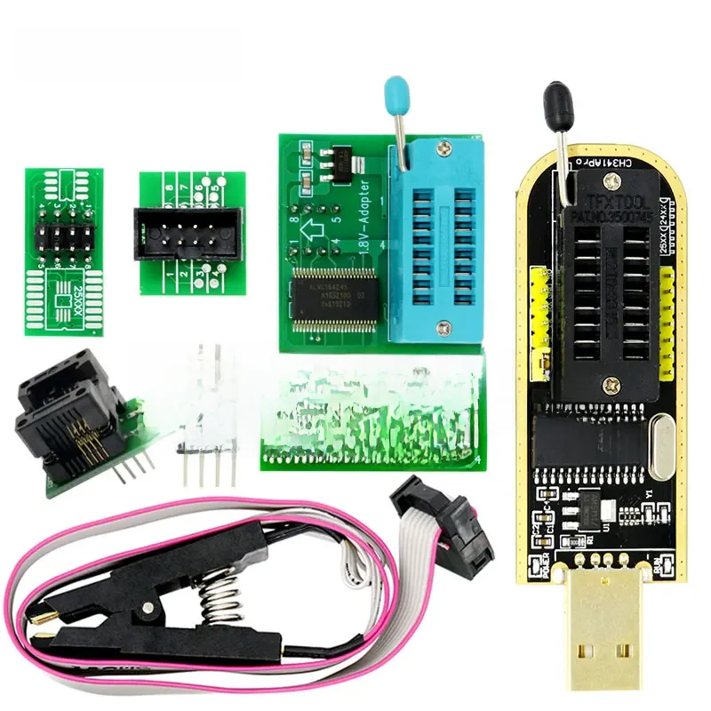 Adaptateur de programmeur CH341A + adaptateur SOIC8 + clip SOP8 avec câble + adaptateur 1.8 V CH341A EEPROM Flash BIOS programmeur USB adaptateur ZIF