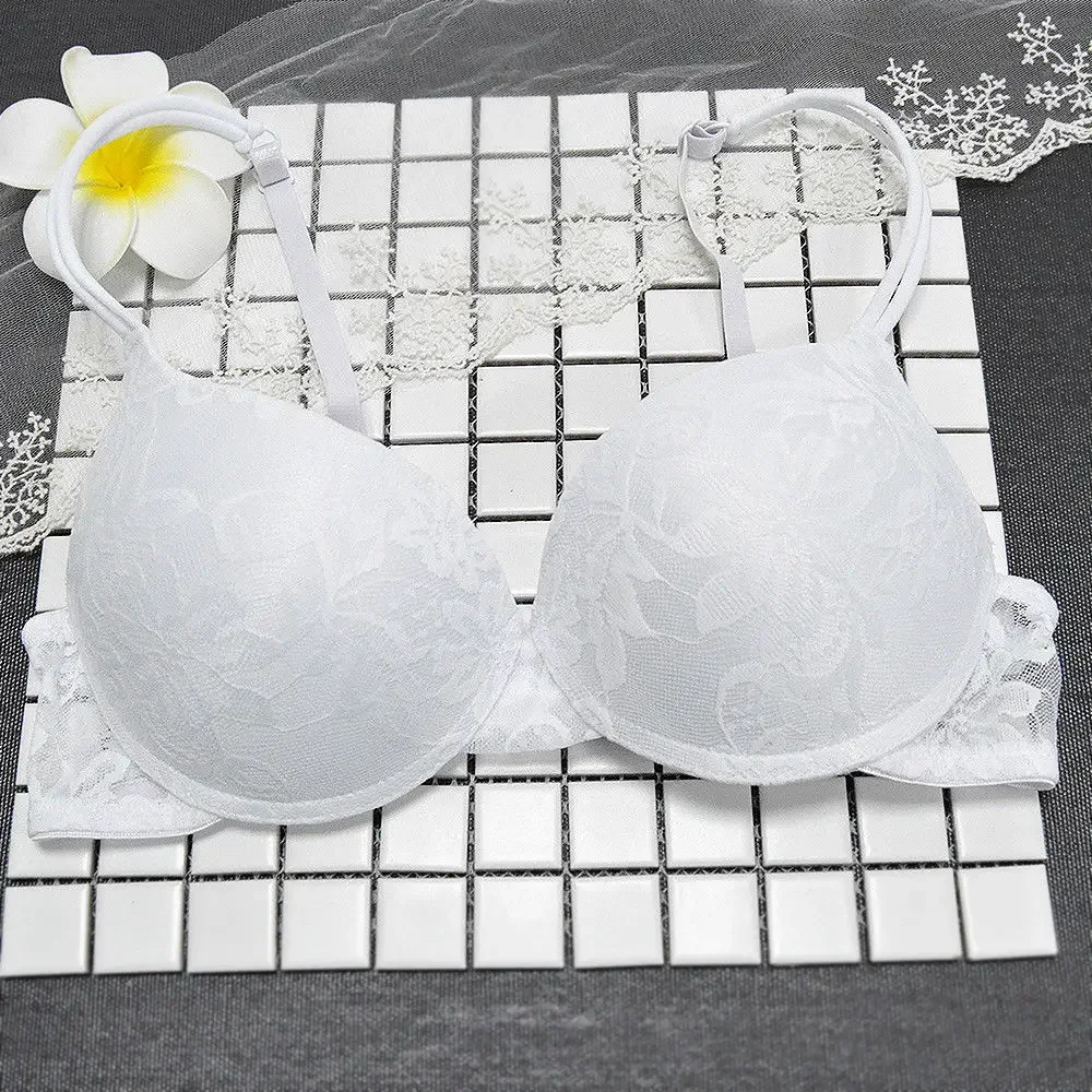 Biustonosze damskie Push Up Sexy Top Lace Regulowany biustonosz Biały haft Bielizna Bielizna Moda A B C D E Cup 70 75 80 85 90 95 100 — zdjęcie 2