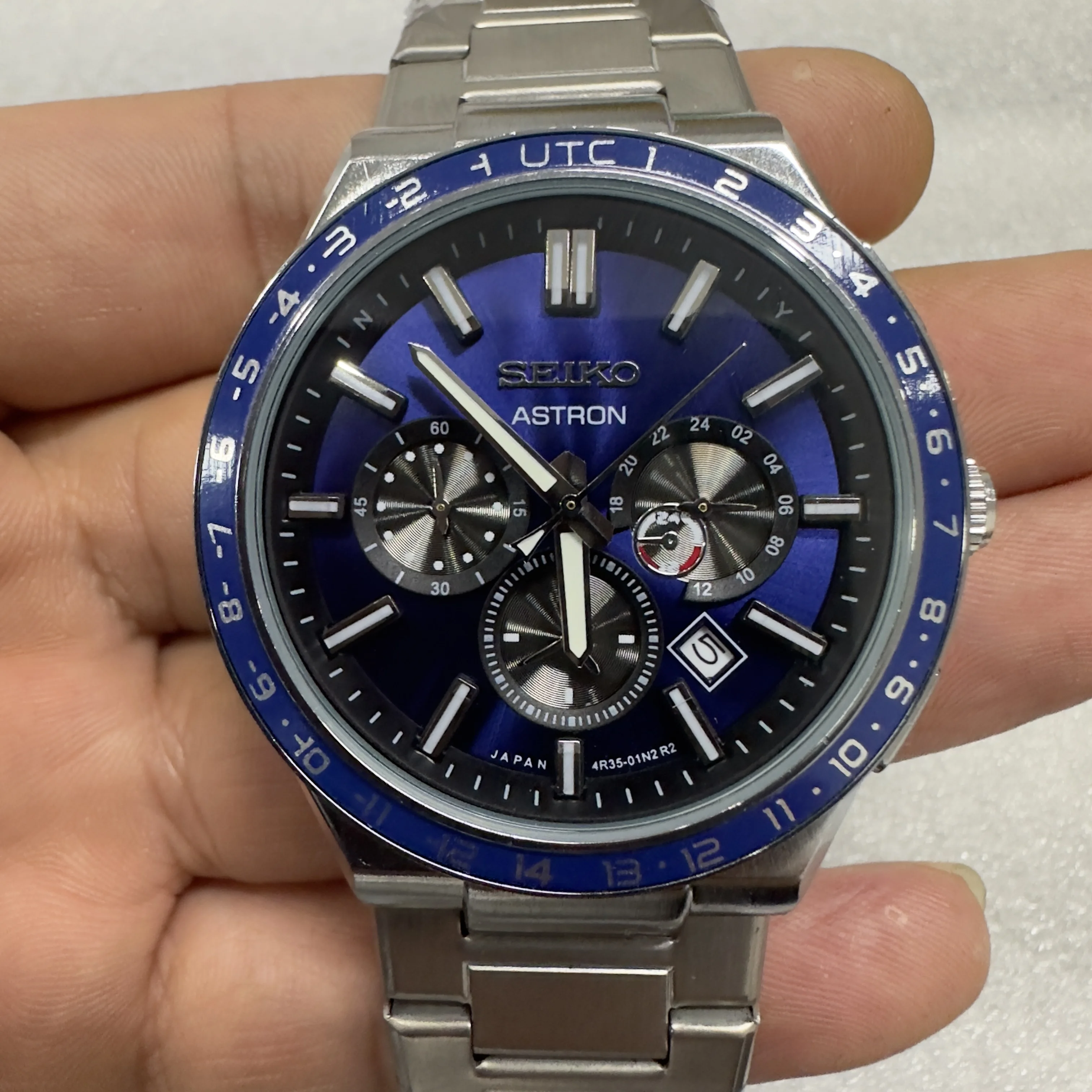 Seik Astron Serie Mode lässig Edelstahl armband Herren Quarzuhr mit Geschenk box Valentinstag