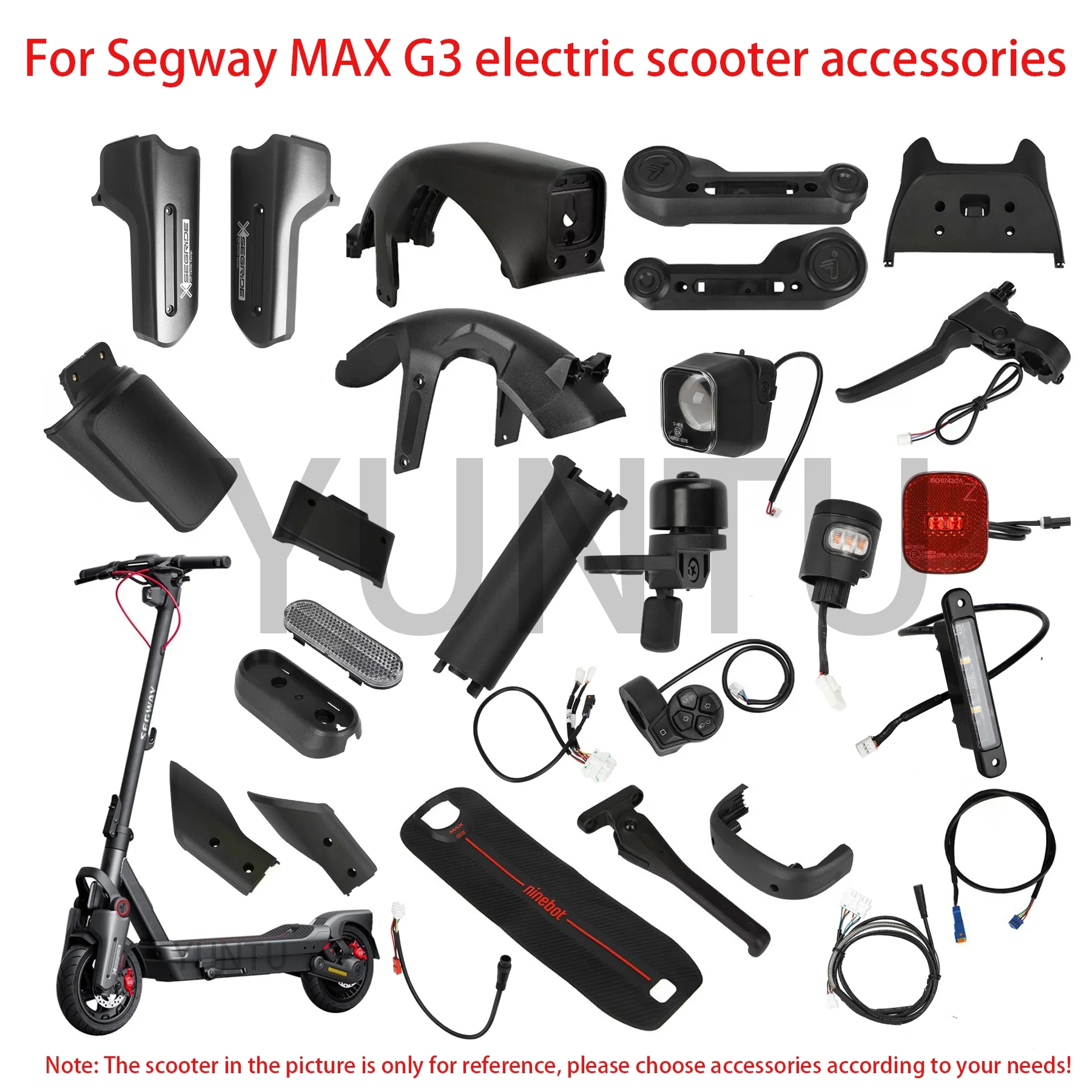 Image of Für Segway MAX G3 Elektroroller-Zubehör vorderer und hinterer Lichtschalter, dekorative Abdeckung, Verbindungskabel und anderes Zubehör
