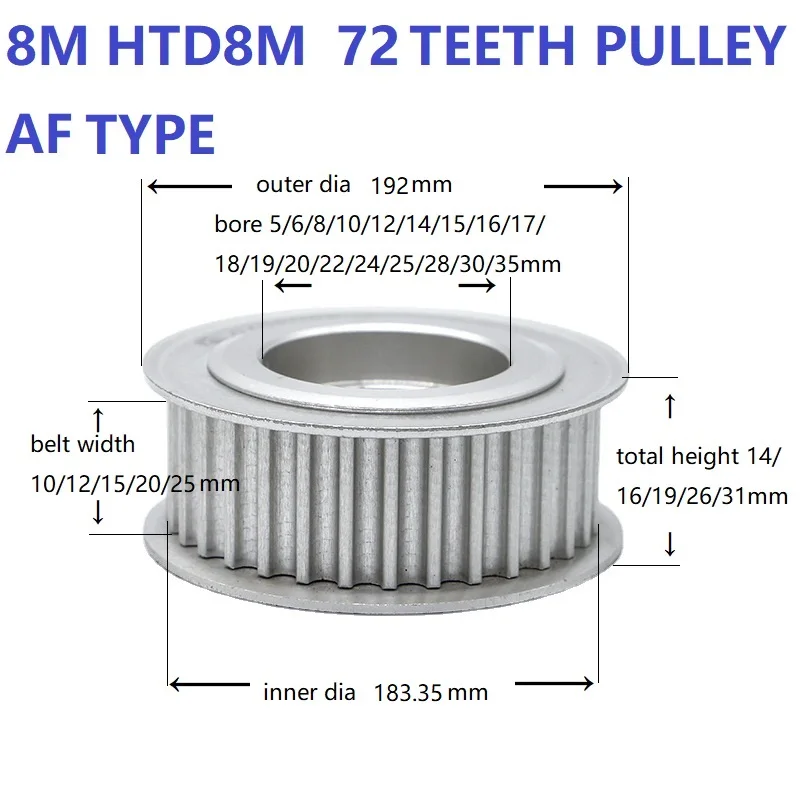 

HTD8M Belt Pulley 8M 72Teeth Belt Wheel Timing Pulley Aluminum Alloy Timing Belt Pulley For Belt Width 10 12 15 20 25mm