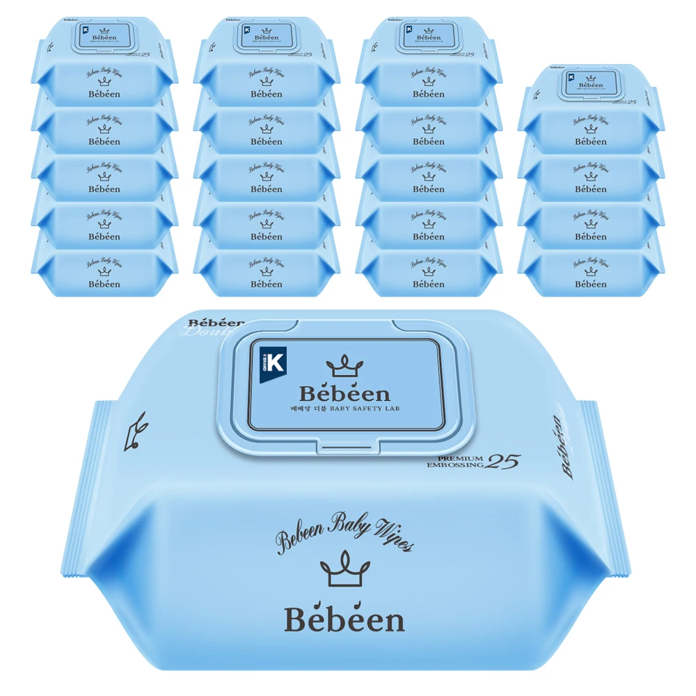 [BEBEEN] Double Wipes Embossing Potable Cap 25 Sheets 20 Packs