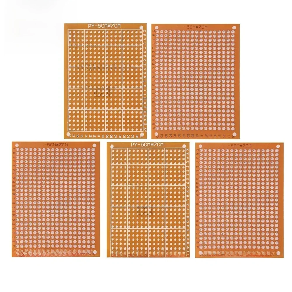 5/10 sztuk PCB jednostronna płytka drukowana 5*7cm 7*9cm 9*15cm płytka do pieczenia Protoboard uniwersalne płytki drukowane DIY zestaw żółty — zdjęcie 2