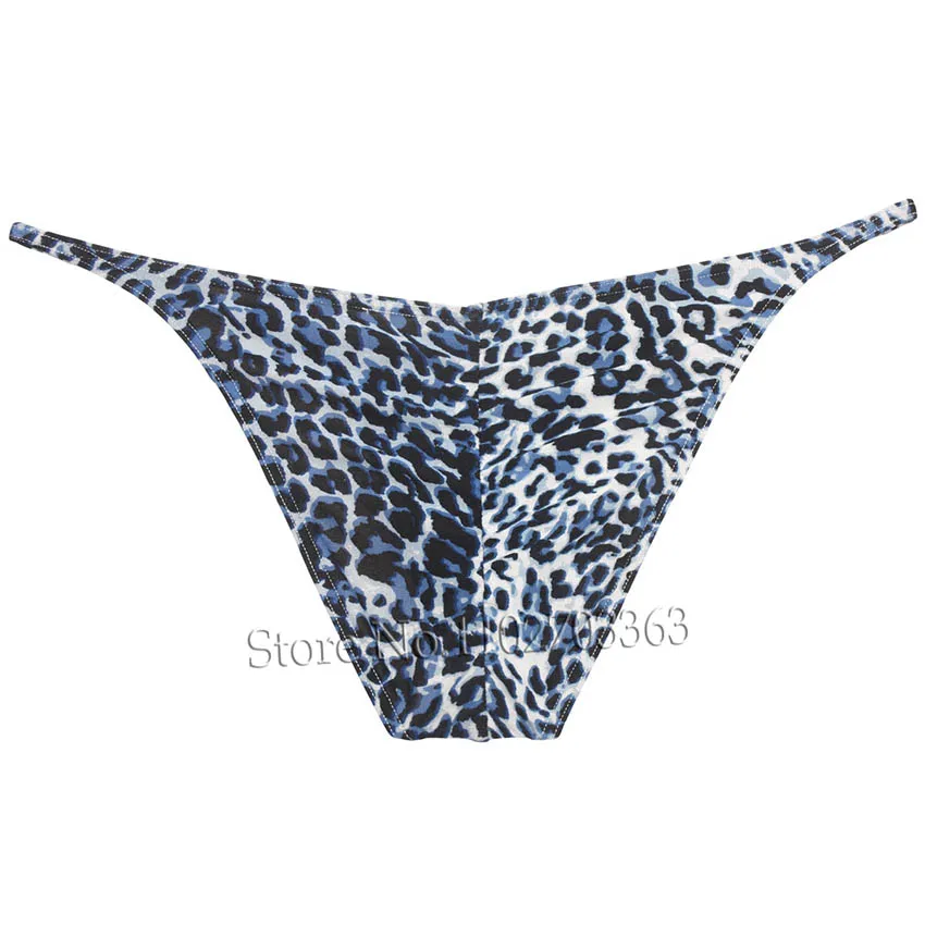 Męska bezczelna bielizna z niskim stanem Softy Leopard Bikini Wygodne figi Ultracienkie stringi z tyłu T