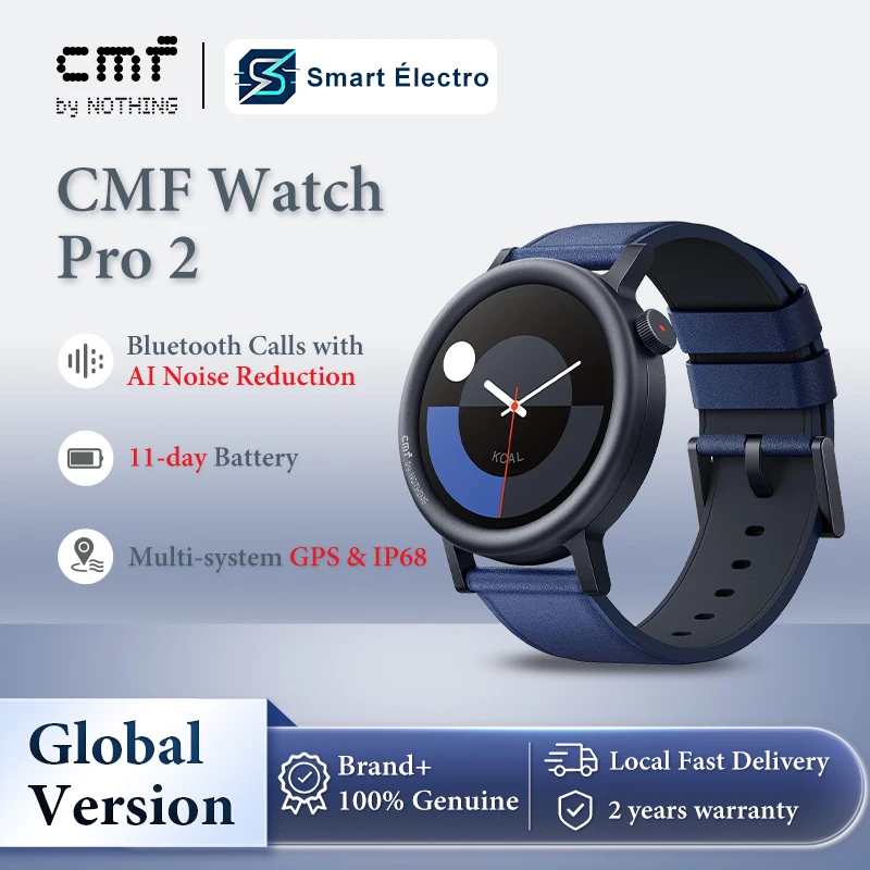 CMF by Nothing Watch Pro 2 Montre connectée avec écran AMOLED de 1,32 pouces, autonomie de 11 jours, appels Bluetooth avec réduction de bruit IA