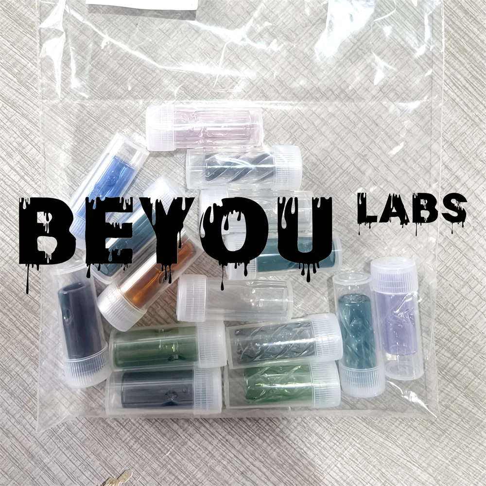 Custom Blank Glass Pieces Hand Craft Flower Print Sticker Logo Rainbow Color Glasswork Plastic Storage Tube Mini Pocket Size Box