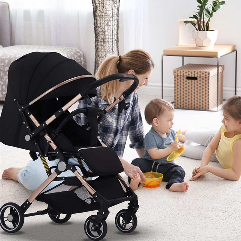 Lightweight Four-wheel Baby Stroller Two-way Portable Travel Baby Stroller Children's Car for 0-3 Years Old Baby Carriage