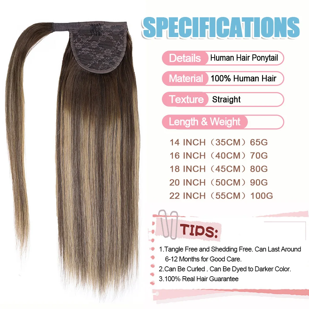 Wrap Around Ponytails Human Hair Straight Ponytail Human Hair Extensions Brazilian Human Remy Hair Ponytail Extensions For Women