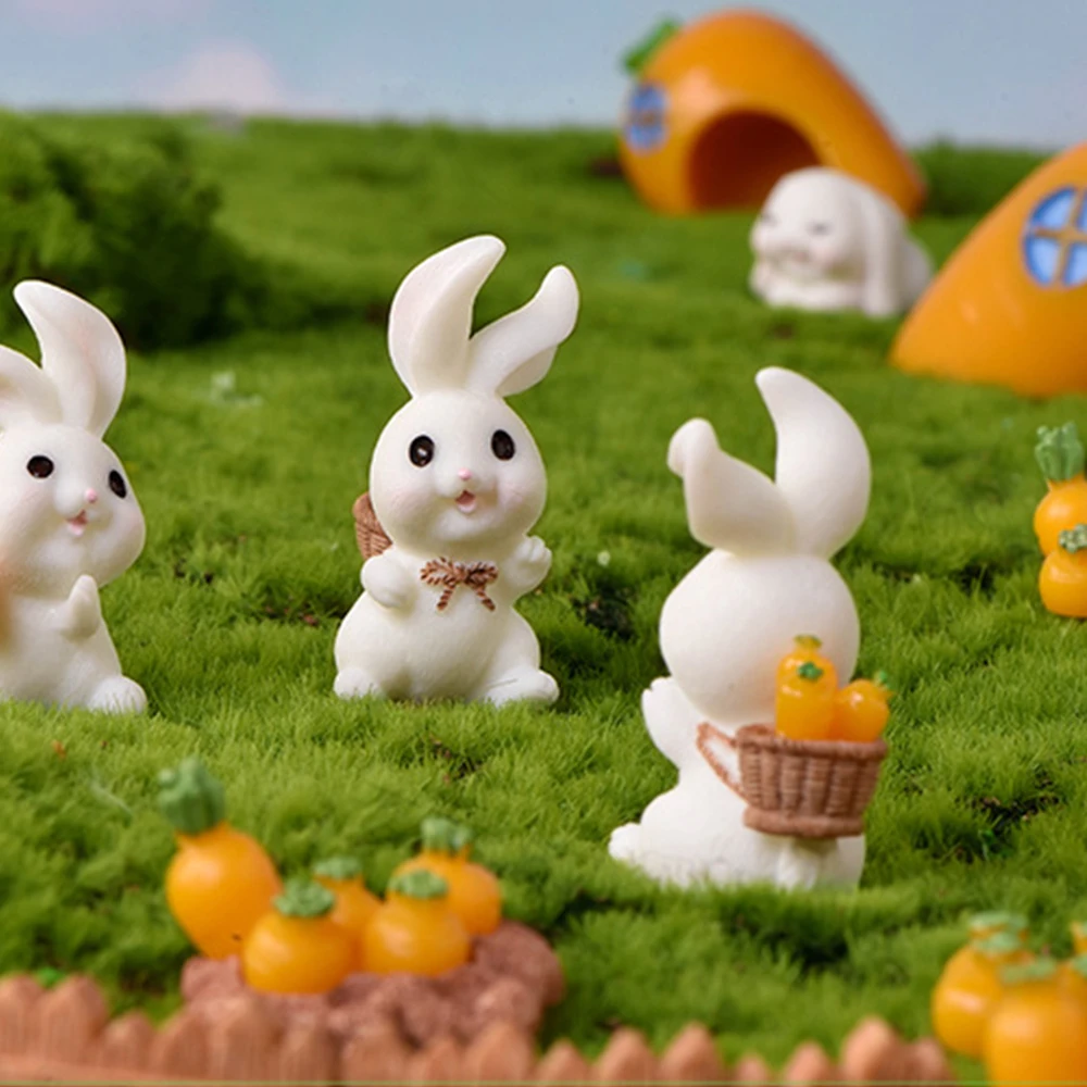 Party Favors Easter Mini Bunny Micro Landscape DIY Home Decor Garden Decoration Miniature Bunny Friend Gift