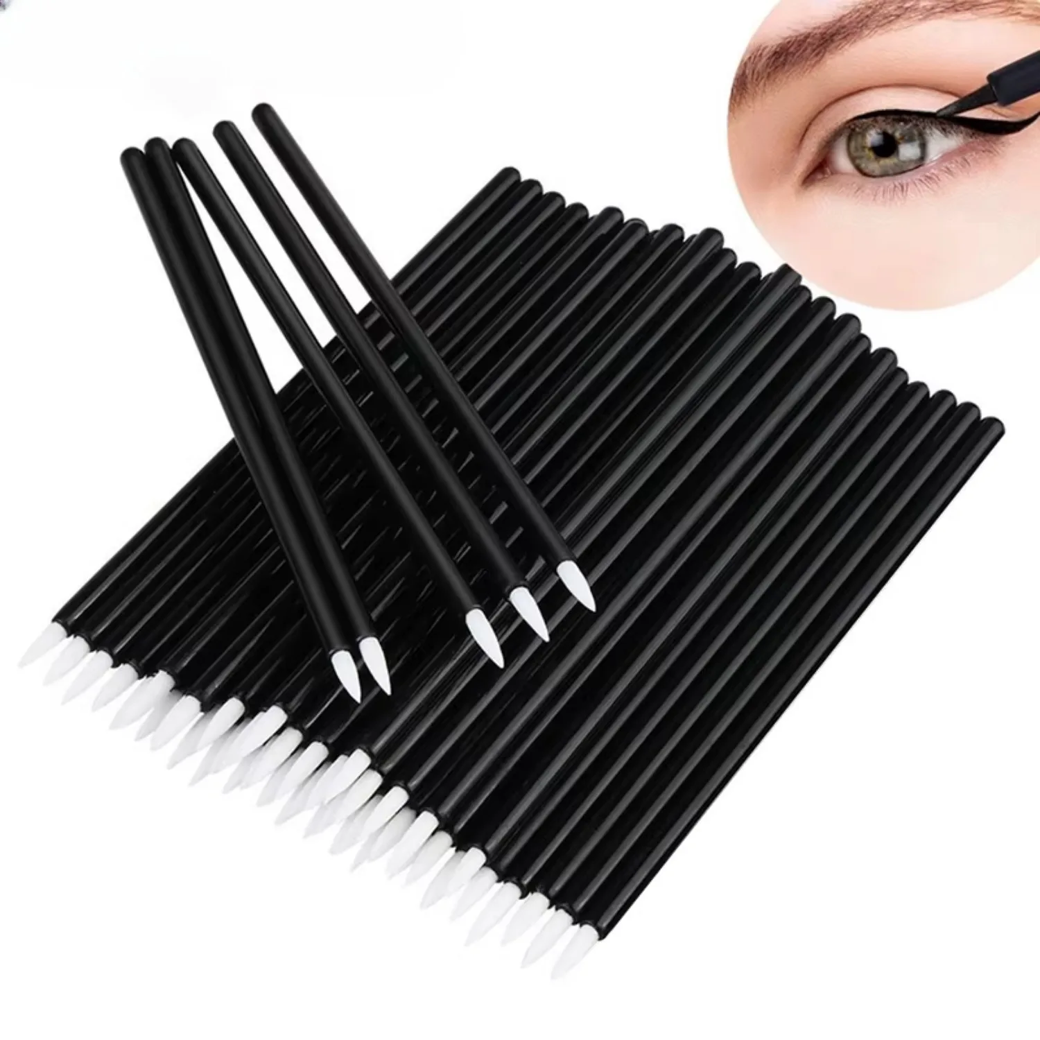 50pcs/lot Reusable Gel Liner Nail Art Brushes Painting Pen Disposable  Eyeliner Beauty Eyeline Makup Tools image 4