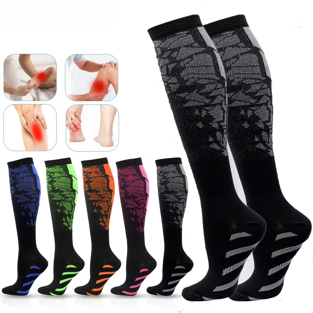 AliExpress NONE 1Pair New Compression Socks 20-30mmhg High Stockings Men Women Sports Socks For Marathon Cycling Football Varicose Veins