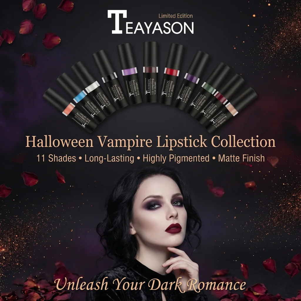 Punk Dark 11-Color Lipstick – Waterproof Easy-to-Apply Makeup Sexy Red Matte Lip Gloss Black & White Body Painting Cosmetics - view 2