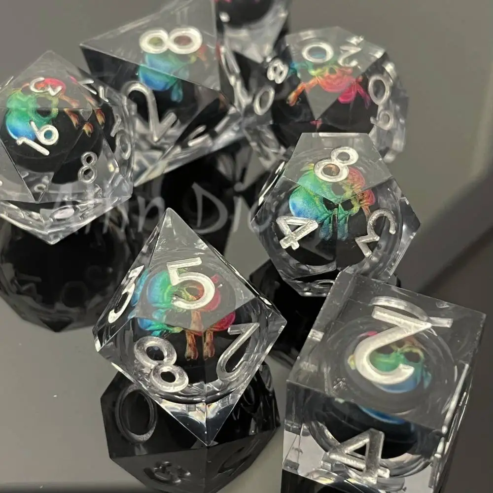 

Resin dice kit dnd dice for dnd games Polyhedral Sharp Edge Dice Set Role Playing Dice DND Gift RPG Dice for Dungeons Board Game