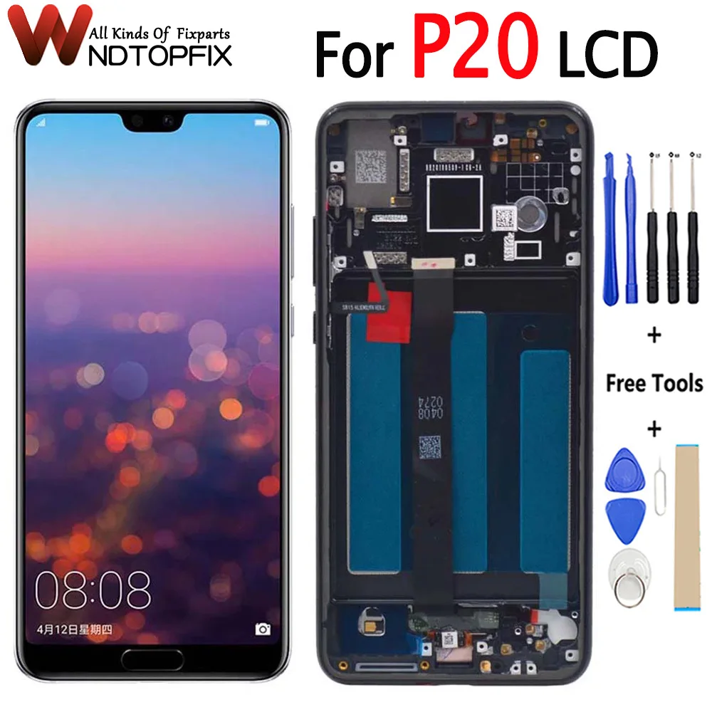 

For Huawei P20 LCD Display Touch Screen Assembly P20 Display With Frame And Fingerprint EML-L09C EML-L29C Screen Replac