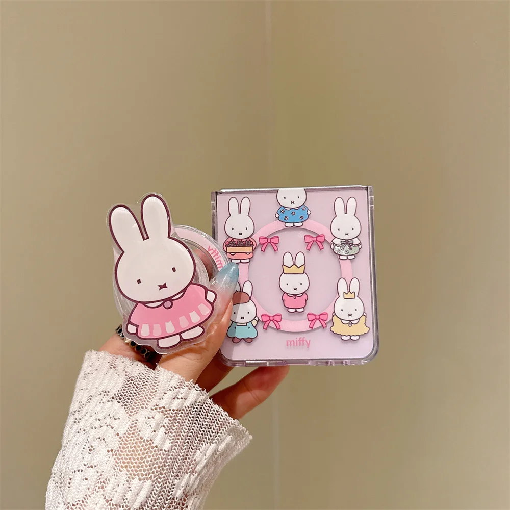 Urocze etui na telefon z motywem króliczka Miffy do Samsung Galaxy Z Flip8 7 Flip6 7FE Flip 5 6 7 8 z funkcją Magsafe i podstawką. — zdjęcie produktu 3