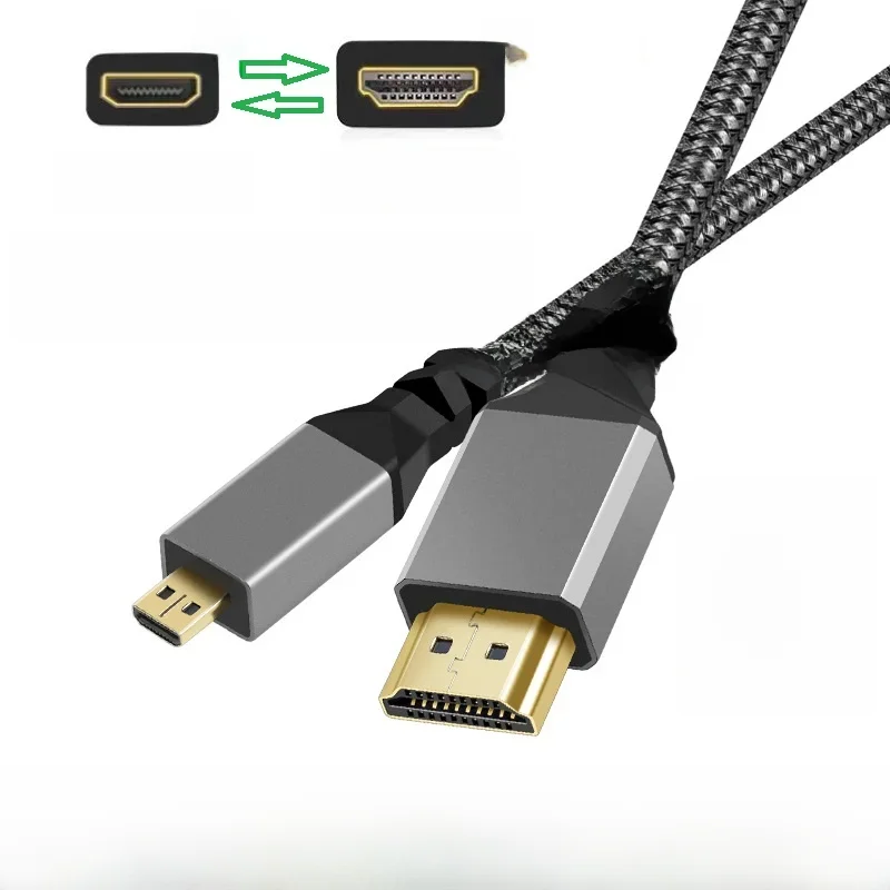 Câble Micro HDMI vers HDMI, 4K @ 60Hz, V2.0, compatible avec GoPro Raspberry Pi 4 Retroid Sony Camera Video