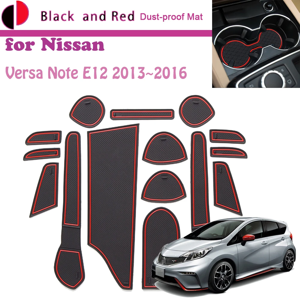 Rubber Door Groove Mat for Nissan Versa Note Nismo E12 NE12 e-Power 2013~2016 Cushion Gate Storage Slot Coaster Dust-proof Auto