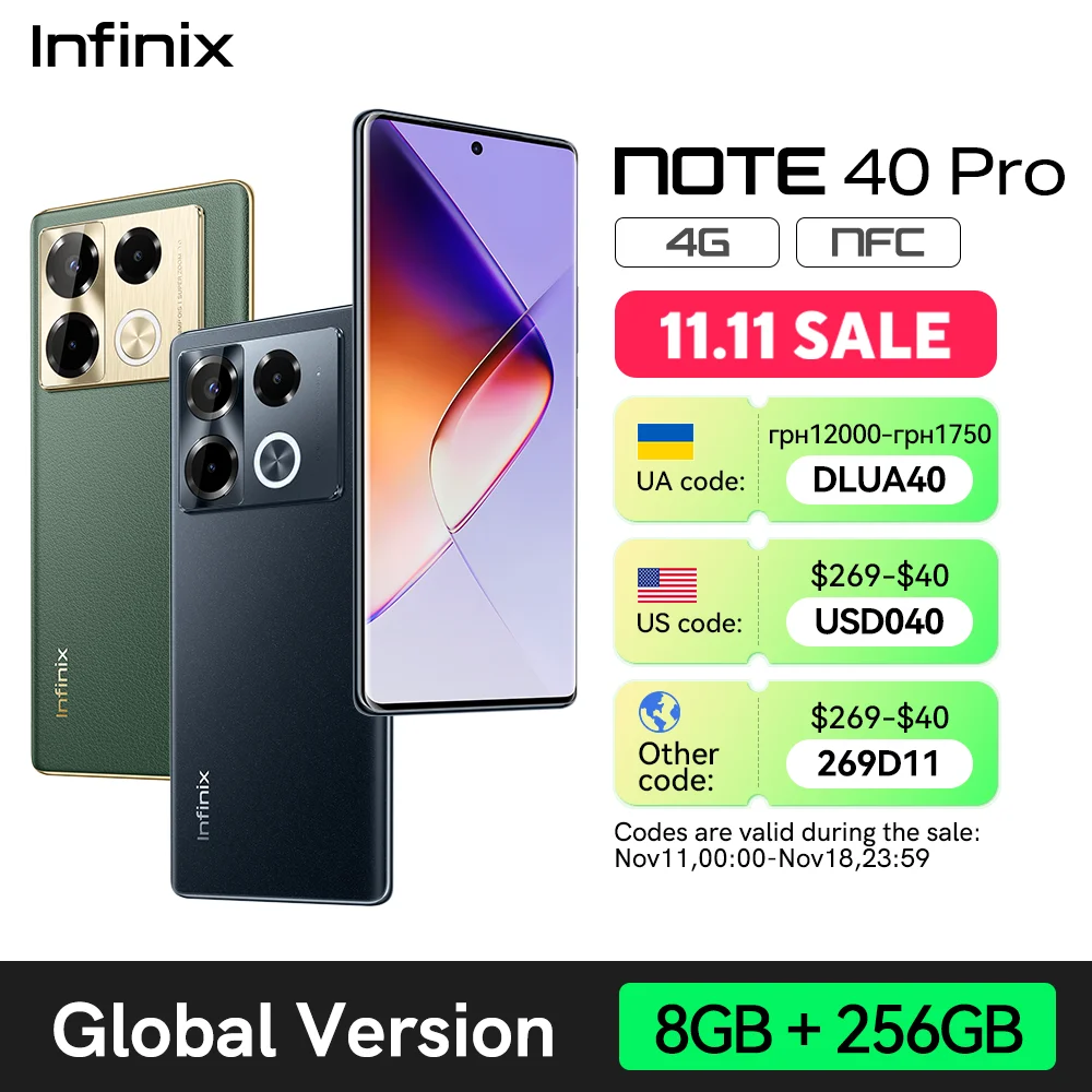 infinix Note 40 Pro 4G NFC Smartphone Helio G99 Ultimate Processor 6.78