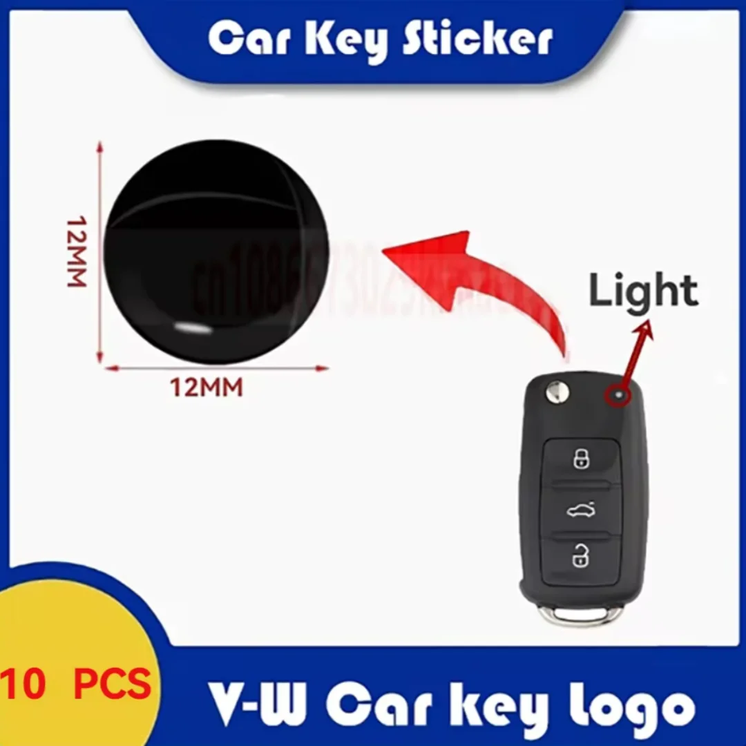 

10pcs/Lot 12mm Round Crystal Drop Logo Emblem Sticker for Remote Car Key For Volkswagen for VW Caddy Beetle Bora Golf Polo