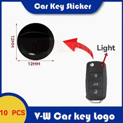 10pcs/Lot 12mm Round Crystal Drop Logo Emblem Sticker for Remote Car Key For Volkswagen for VW Caddy Beetle Bora Golf Polo