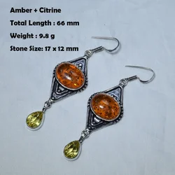 Genuine Ruby Labradorite Rose Quartz Amber Rhodonite Rose Quartz Amethyst Silvers Overlay on Copper Earrings