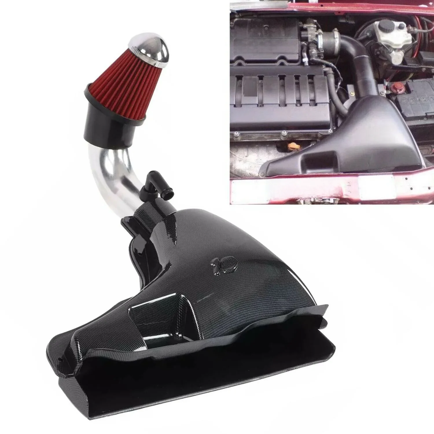 Samochodowe systemy wlotu powietrza o wysokim przepływie Skrzynka wlotowa Filtr powietrza do Peugeot 106 VTS Części samochodowe w stylu włókien — zdjęcie produktu 7