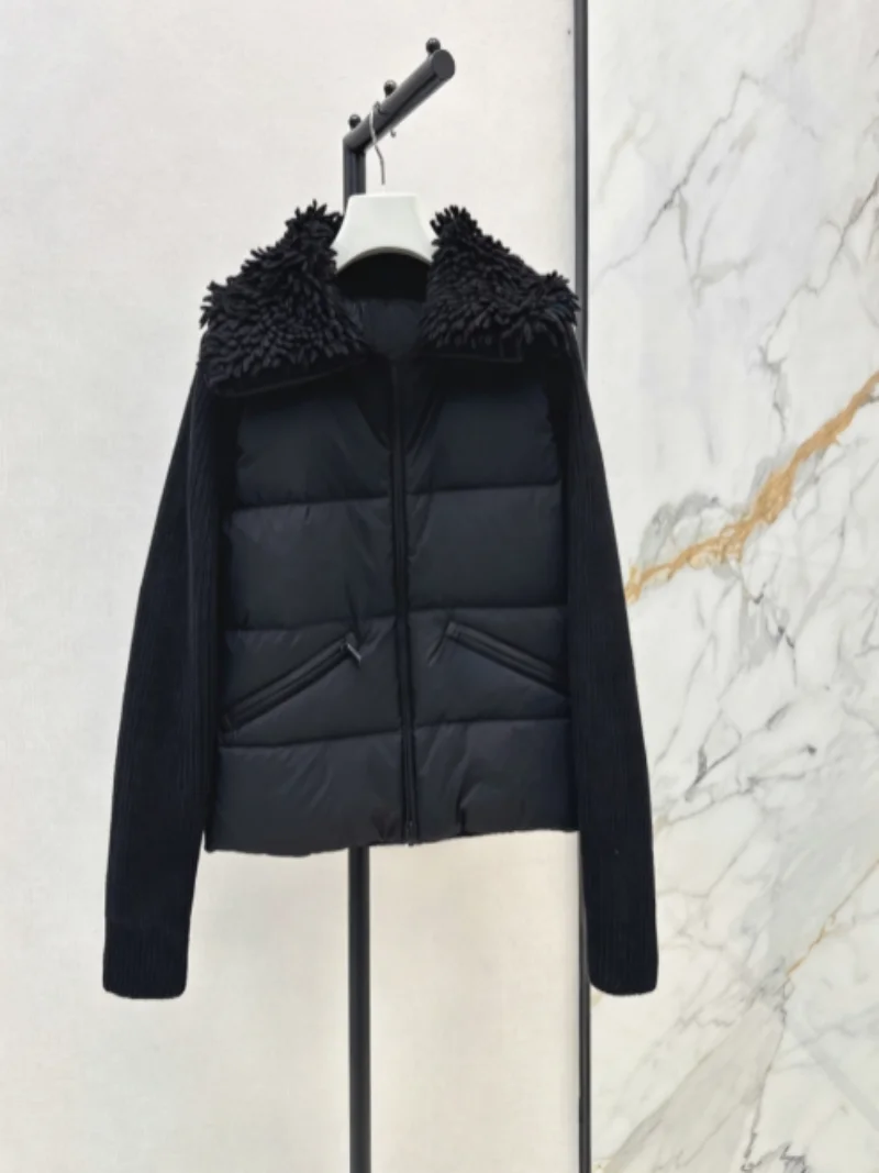 Women's Latest Autumn-Winter Olive Green Patchwork Short Down Jacket