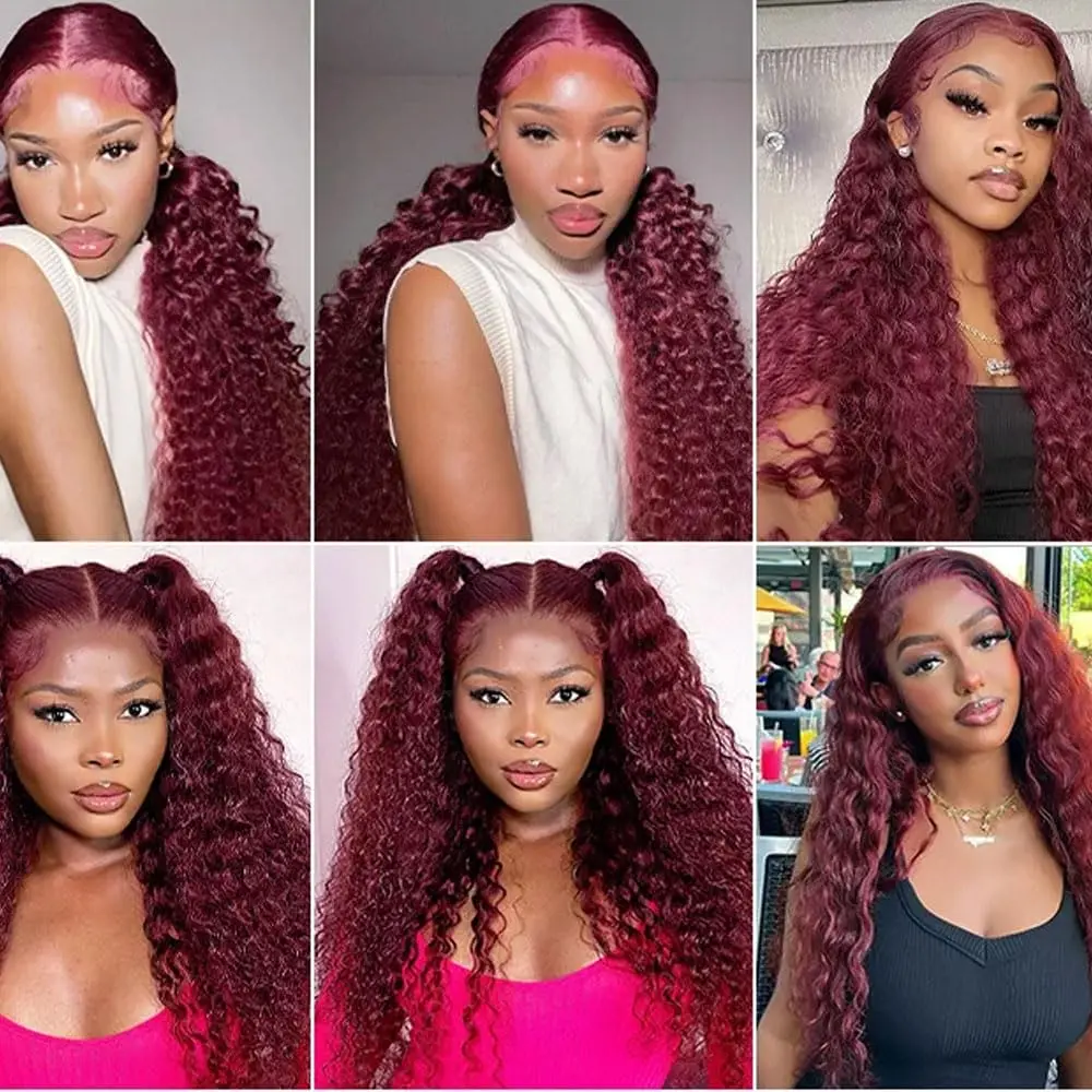 Burgundy Bundles 99J Deep Wave Human Hair Bundles Wine Red Deep Wave Bundles Human Hair 3 Bundles 30 30 30 Inch Burgundy Bundles