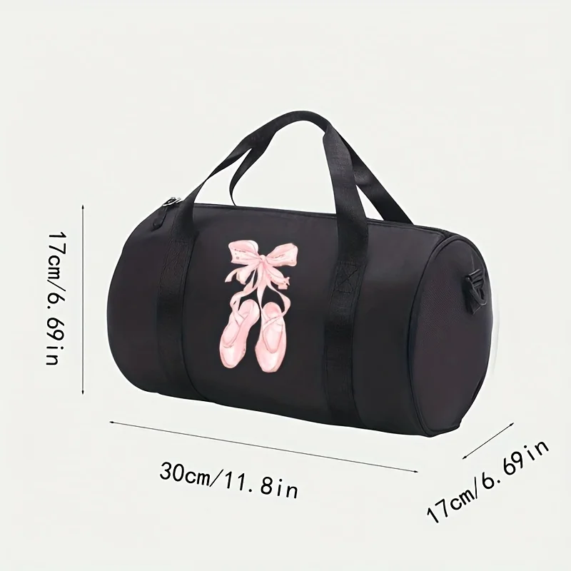 Fashion Dance Shoe Print Custom Name Handbag, Multi-Functional Crossbody Bag, Large Capacity Bow Design Travel Bag