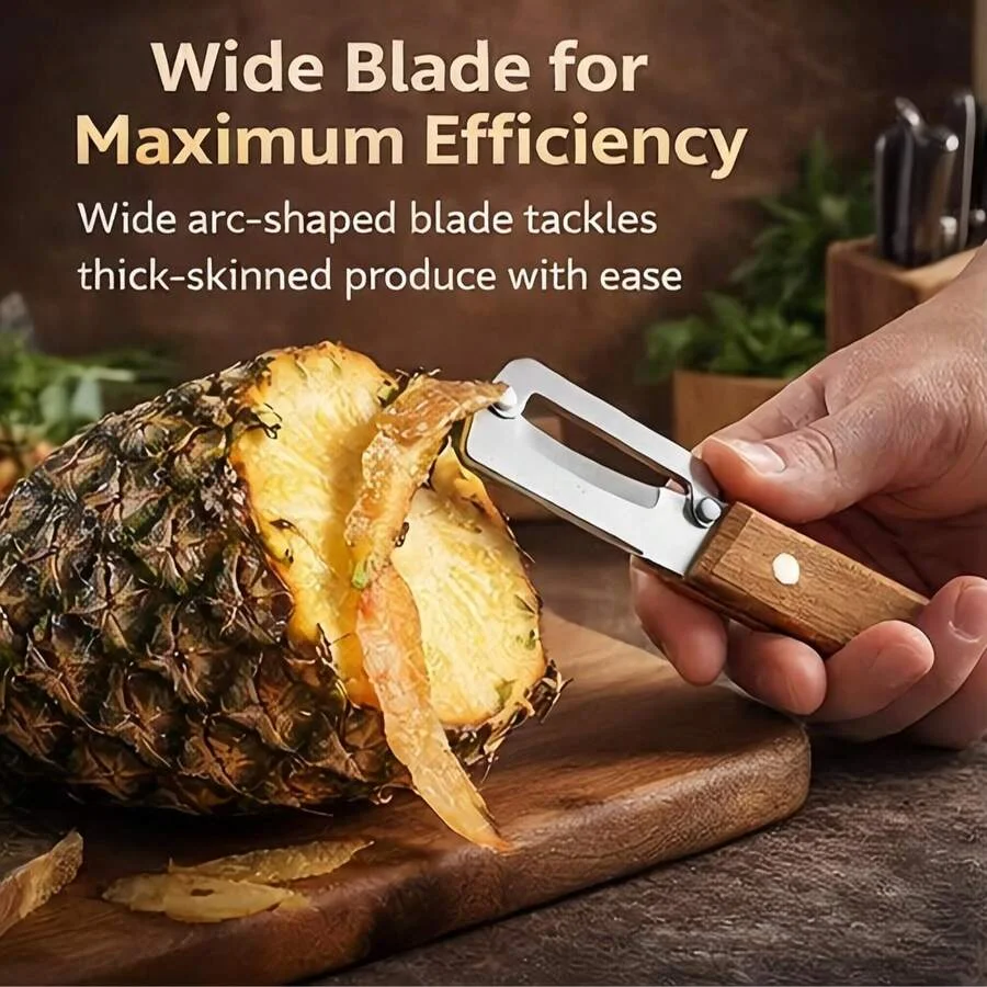 2 Pack Premium 2-In-1 Multi Functional Vegetable And Fruit Peeler With Bottle Opener, Wooden Handle, Stainless Steel Blade-Zero Snag, Smooth Glide Kitchen Tool For Potato, Carrot,Sugar Cane And More
