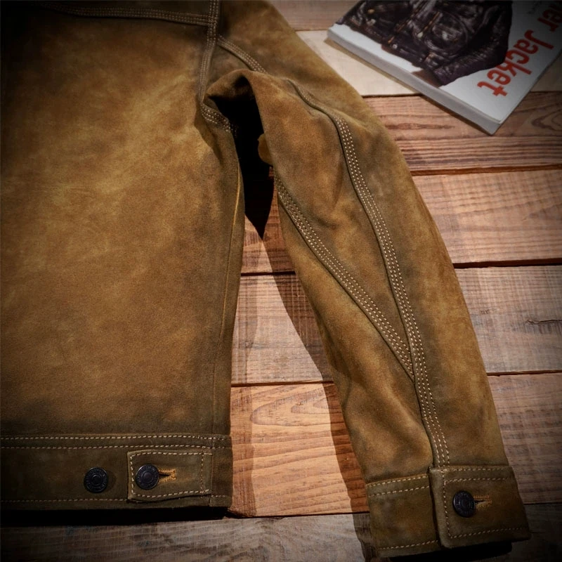 LKC1337 Super Top Quality Heavy Genuine US Cow Leather Slim Classic Cowhide Stylish Rider Jacket