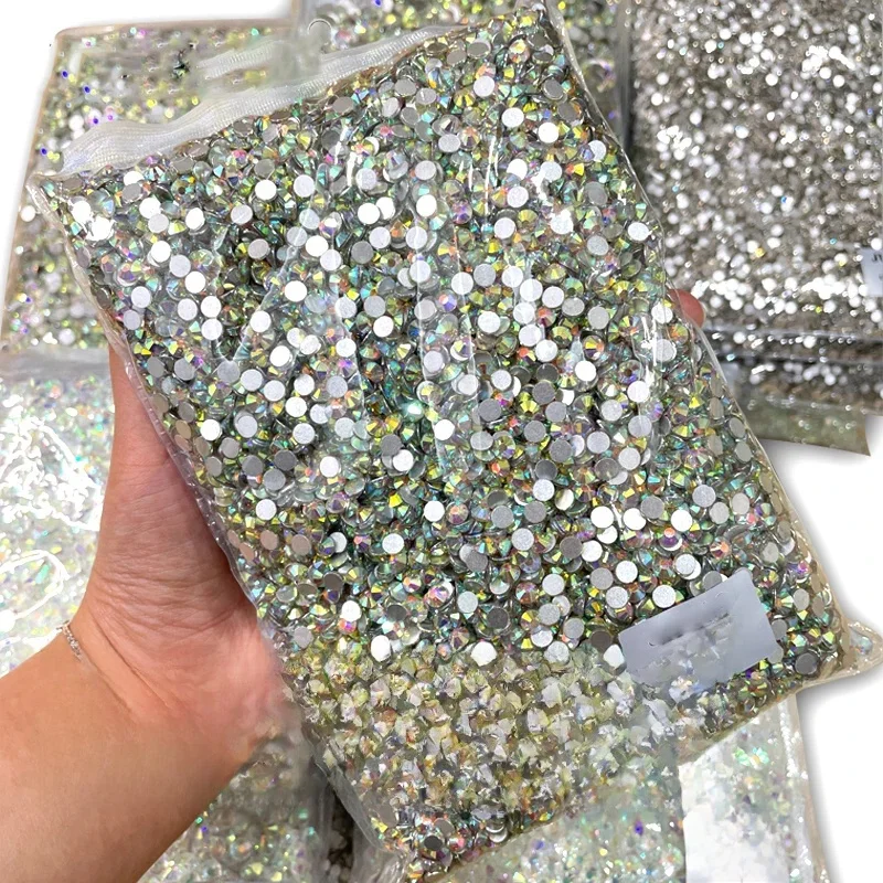 SS3-ss16 1440 pièces cristal clair AB or 3D Non HotFix FlatBack Nail Art diamant décorations chaussures et danse strass décoration