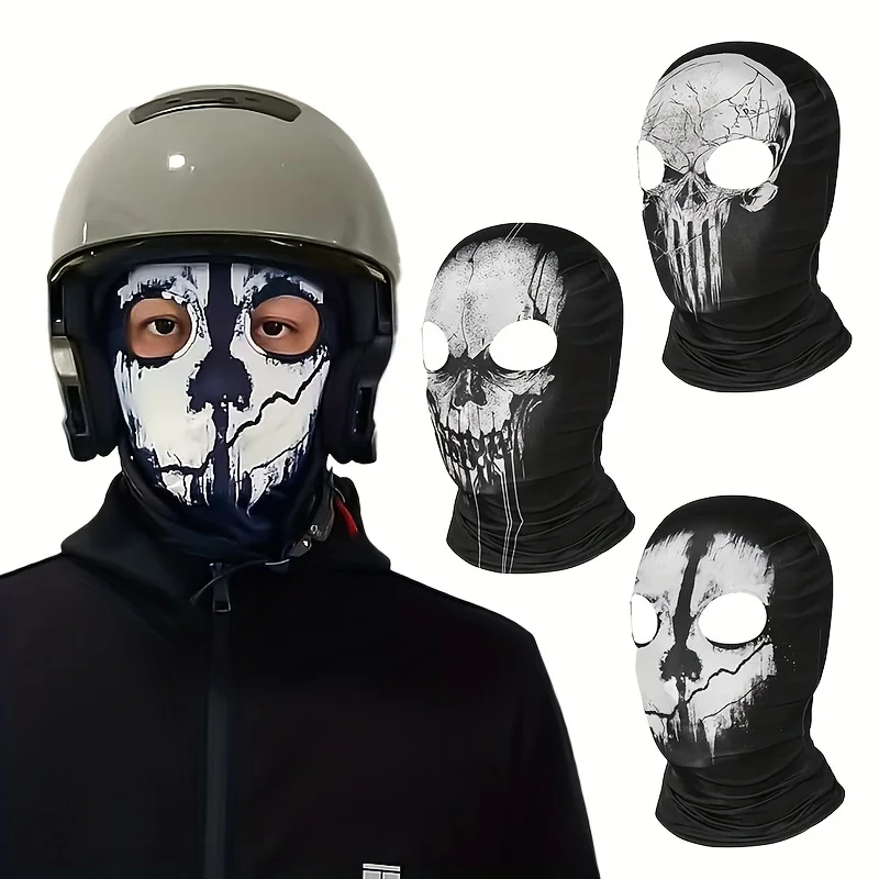 1pc Windproof Skull Print Balaclava Mask for Outdoor Activities