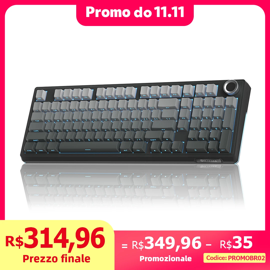 

SOLAKAKA Ki99 Pro Bluetooth Беспроводная клавиатура 99 клавиш Трехрежимная прокладка Горячая замена RGB Индивидуальная кремовая игровая клавиатура 10000 мАч