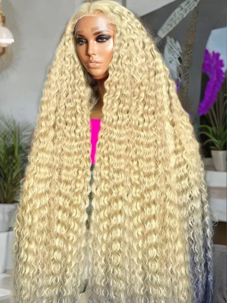 

Linktowig 30 40 Inch 613 Blonde Deep Wave Human Hair Wigs13x6 HD Transparent Lace Frontal Wig Curly 13x4 Lace Front Wigs Indian