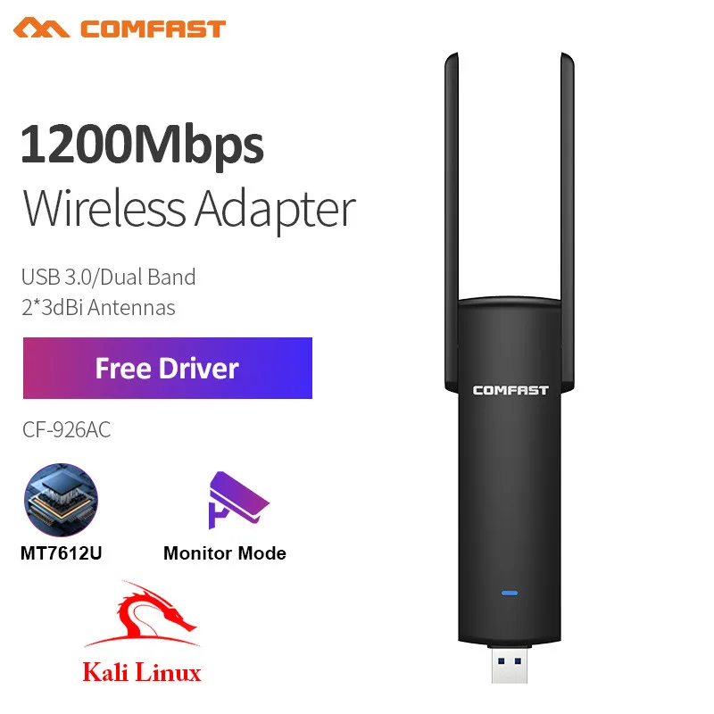 

Comfast 2,4G & 5G WiFi адаптер USB3.0 WiFi ключ AC1200 беспроводная сетевая карта для монитора Win XP/7/8/10/11 Kali Linux